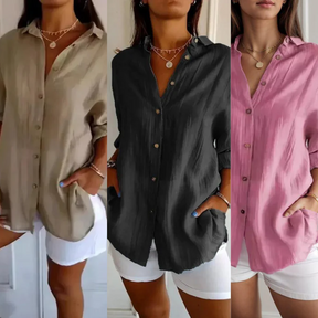 Kit 3 Camisas Ibiza em Linho de Algodão – Design Semi Plissado