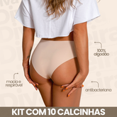 Calcinha Seda Cetim Sem Costura - Kit com 10 Peças